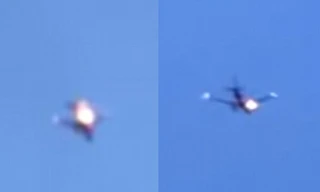 Máy bay bốc cháy giữa trời.