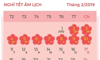 Lịch nghỉ Tết Âm lịch năm 2019. 