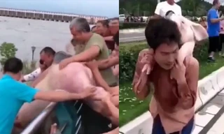 Người dân đổ xô đi "hôi" lợn.