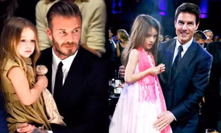 Suri Cruise (phải) và Harper Beckham đều là những cô bé nổi tiếng của Hollywood nhưng có cuộc sống khác nhau.