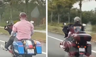 Hai 'quái xế' buông hai tay khi lái mô tô phân khối lớn là người quốc tịch Hàn Quốc 