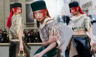 Châu Bùi nổi bật với tóc đỏ tại show thời trang có Lưu Diệc Phi, Hyein New Jeans