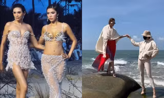 Catwalk trên đá rêu và cát, Võ Hoàng Yến - Minh Tú khẳng định đẳng cấp "chị đại"