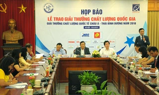 họp báo Lễ trao Giải thưởng chất lượng quốc gia, Giải thưởng chất lượng quốc tế Châu Á – Thái Bình Dương năm 2018. Ảnh: Xuân Tùng