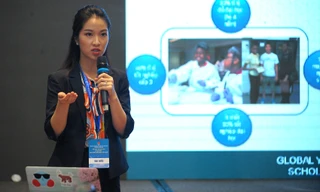 Nghiên cứu sinh Nguyễn Thị Sao Ly chia sẻ tại Diễn đàn. Ảnh: Xuân Tùng