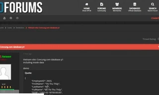 Ảnh chụp màn hình thông tin về nhân viên của Con Cưng mà hacker đã đưa lên mạng. Ảnh: Chánh Trung.