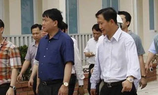 Ông Đinh La Thăng (áo đen) và Trịnh Xuân Thanh tại dự án Thái Bình II.