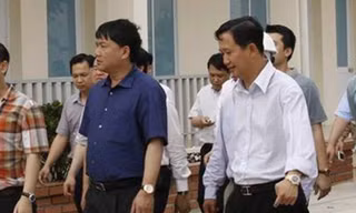 Ông Đinh La Thăng (áo đen) và Trịnh Xuân Thanh tại dự án Thái Bình II.