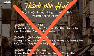 "Huế trực thuộc Trung ương vào năm 2025 và được chia thành 4 quận" là thông tin thất thiệt