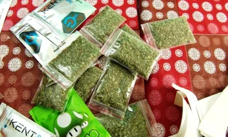 Số cỏ Mỹ được phát hiện tại quán bắp rang của bà Xuân