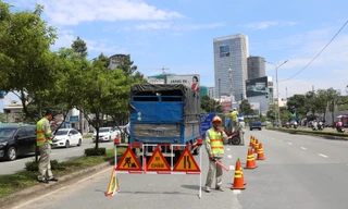 Đường Nguyễn Hữu Cảnh được thi công nâng cấp.