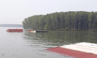 Khu vực tàu 8.000 tấn chìm trên sông Lòng Tàu.