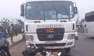 Chiếc xe container gây tai nạn chiều 2/1.