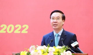 Đồng chí Võ Văn Thưởng, Ủy viên Bộ Chính trị, Thường trực Ban Bí thư phát biểu kết luận Hội nghị. Ảnh: Phương Hoa/TTXVN