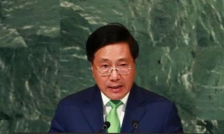 Phó Thủ tướng Phạm Bình Minh phát biểu trước Đại hội đồng Liên Hợp Quốc ngày 24/9. (Ảnh: VGP)