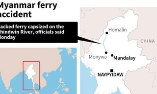 Nơi xảy ra vụ tai nạn phà ở Myanmar.