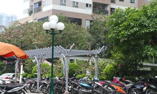 Giàn hoa trang trí đô thị bị xe cộ và biển quảng cáo 'bủa vây'