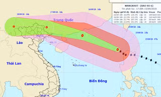 Bão Mangkhut đang di chuyển hướng về phía đất liền Trung Quốc