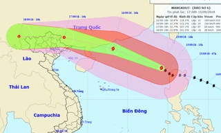 Bão Mangkhut đang di chuyển hướng về phía đất liền Trung Quốc
