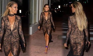 Vợ cũ của Van der Vaart quá gợi cảm với váy ren khoét xẻ bạo