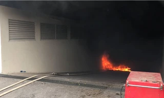 Máy bơm bốc cháy khiến cư dân hốt hoảng.