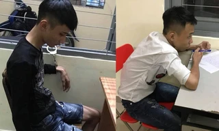 Hai tên cướp nhí tại công an.