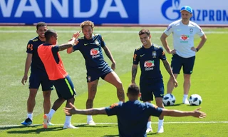 Các cầu thủ Brazil trong buổi tập đầu tiên ở Nga