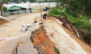 hiện trường vụ sạt lở