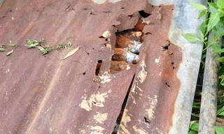 Ngoài 31 quả đạn cối rới vãi, nhiều đầu đạn khác thò ra ngoài miệng hầm