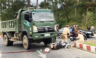 Hiện trường vụ tai nạn trước Bến xe liên tỉnh Lâm Đồng