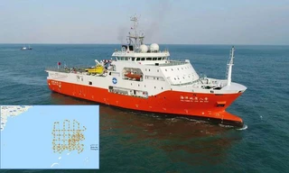 Tàu khảo sát Hải Dương 8 của Trung Quốc xâm phạm vùng đặc quyền kinh tế, thềm lục địa của Việt Nam từ đầu tháng 7. Ảnh: China Geological Survey.
