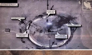 Ảnh trên do Tổng thống Donald Trump đăng, ảnh dưới do Công ty Maxar cung cấp. Nguồn: NPR.