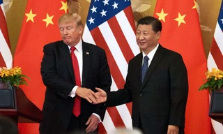 Tổng thống Mỹ Donald Trump và Chủ tịch Trung Quốc Tập Cận Bình tại một cuộc họp báo ở Bắc Kinh. Ảnh: TASS.
