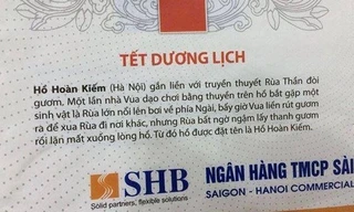 Tờ lịch đăng sự tích hồ Hoàn Kiếm của ngân hàng SHB ngày 1/1//2014.