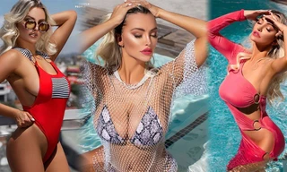 'Siêu vòng một' Lindsey Pelas khoe vóc dáng 'nảy lửa' với áo tắm