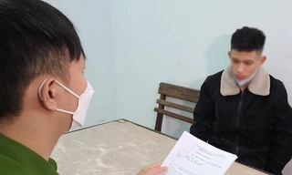 Đối tượng N.V.T tại cơ quan công an. 