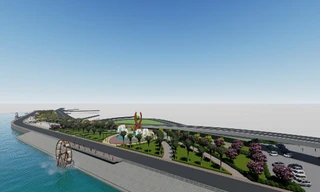 Phối cảnh dự án kè chống sạt lở và tôn tạo cảnh quan bờ Nam sông Trà Khúc.