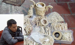 Hiến cùng số tang vật bị cảnh sát thu giữ.