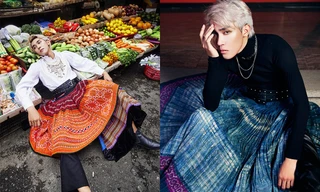 Chàng mẫu 2K1 tạo ấn tượng độc đáo khi kết hợp giữa trang phục hiện đại và trang phục dân tộc