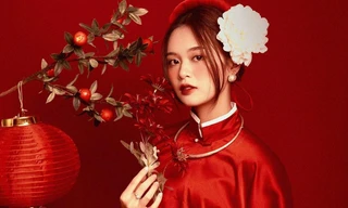 Thiếu nữ Hải Dương xúng xính sắc đỏ đón Xuân Nhâm Dần