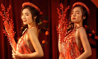 Nàng thơ Ninh Bình gây ‘đốn tim’ người xem với bộ ảnh Tết trong trang phục áo yếm 