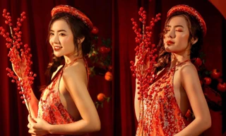 Nàng thơ Ninh Bình gây ‘đốn tim’ người xem với bộ ảnh Tết trong trang phục áo yếm 