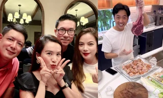 Cường Đô La vào bếp nấu tiệc chiêu đãi bà xã, Trương Ngọc Ánh gặp gỡ vợ chồng Bình Minh