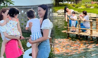 Hoàng Oanh đến nhà Nhã Phương - Trường Giang, 'check in' hồ cá koi bạc tỷ 