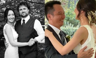 Nhạc sĩ Anh Quân khiêu vũ cùng con gái Anna Trương trong tiệc cưới ở Mỹ