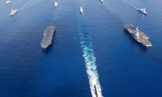 Các tàu hải quân Úc, Nhật và Mỹ tham gia đợt tập trận La Perouse 2019. (Ảnh: Naval News)