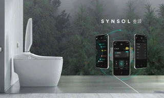 Bồn cầu thông minh kết nối với ứng dụng điện thoại. (Ảnh: Geometry Healthcare)