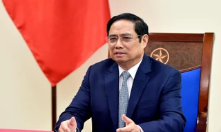 Thủ tướng Phạm Minh Chính tại cuộc điện đàm. (Ảnh: Mofa)