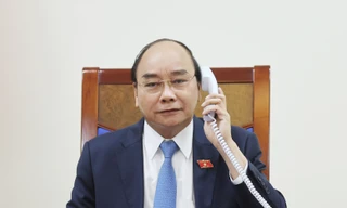 Thủ tướng Nguyễn Xuân Phúc tại cuộc điện đàm. (Ảnh: Mofa)