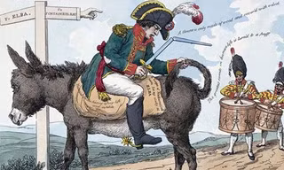 Tranh biếm họa về Hoàng đế Napoleon bị đánh bại và đưa đi đày. Ảnh: WHO.